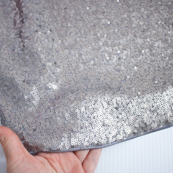 Silver Sleveless V Neck Sequin Cami Blouse - Picture 6 of 8